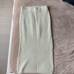 Midi length knit skirt with slit; Size Sm